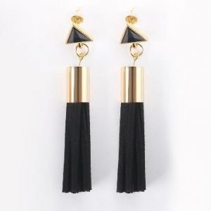 Triangle Dripping Vintage Leather Tassel Earrings